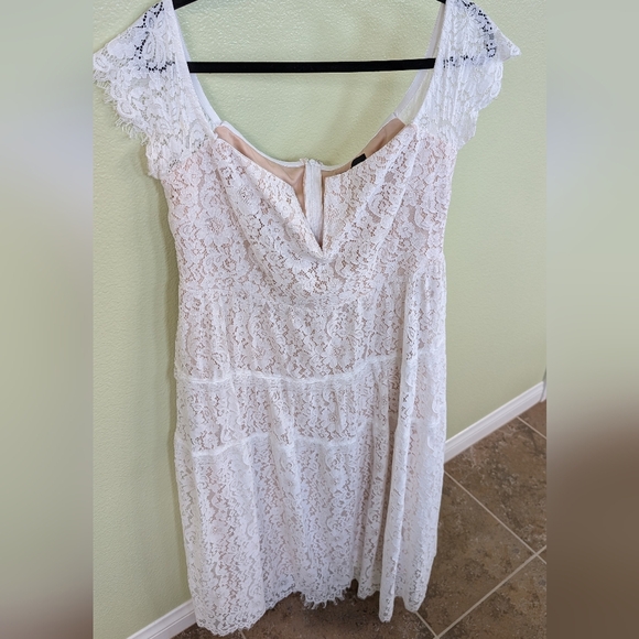 Lulu's White Lace Off The Shoulder Dress - Picture 1 of 8